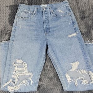 Agolde Sz 27 Disstressed Light Blue Jeans